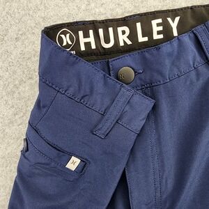 Hurley Chino Shorts Mens 32 Flat Front Blue Performance Stretch Casual 9" Inseam